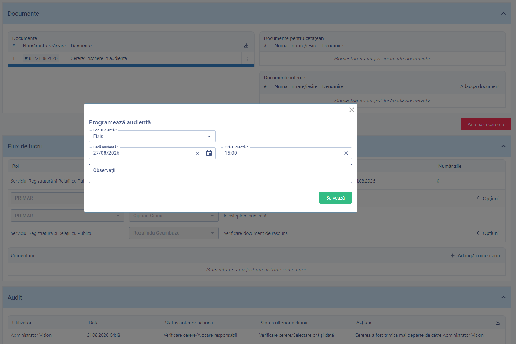 Booking a meeting with an official in the Smart Digital City platform