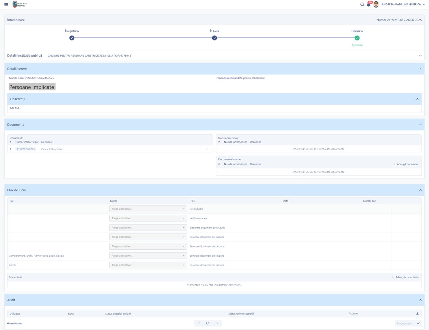 A legal request in the Smart Digital City platform