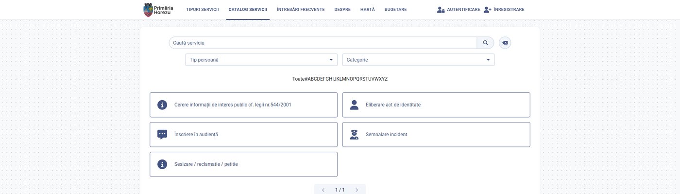 Published service catalogue in the resident portal, with search and categories